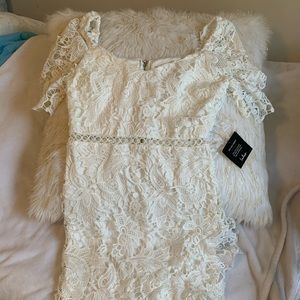 Lace embroidered white dress